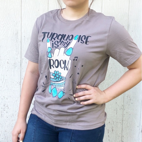 Turquoise is My Rock Boho graphic tee - Picture 3 of 4